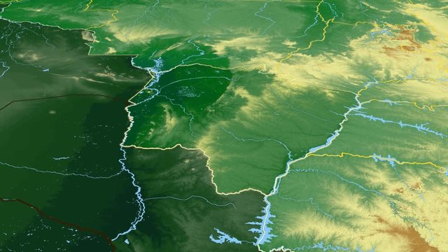 Mato Grosso Do Sul - Brazil, region extruded. Bumps shaded