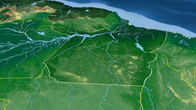 Para - Brazil, region extruded. Bumps shaded