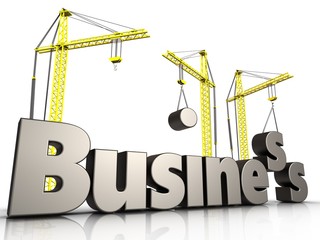 3d business metal over white