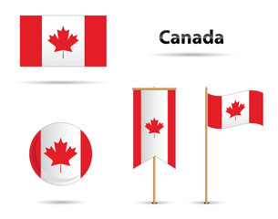 Fototapeta na wymiar Canada Flags set, with maple leaf