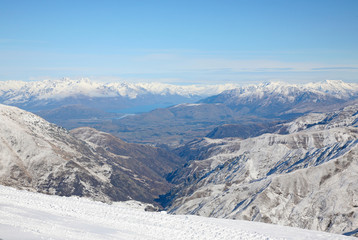 Looking down on New Zealand's South Island from Cardrona Ski Field