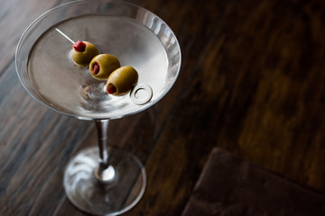 Classic Dry Martini with olives.