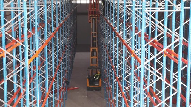 Forklift Truck Platform Going Up in New Warehouse