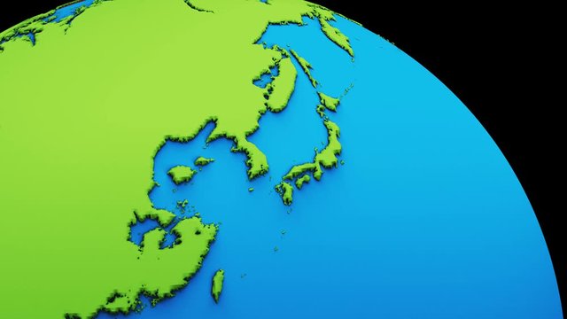 North Korea's missiles, DPRK outline map and the emblem of Workers' Party of Korea. Isolated with mask. UHD - 4K. 3D Rendering.