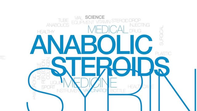 Anabolic steroids animated word cloud, text design animation. Kinetic typography.