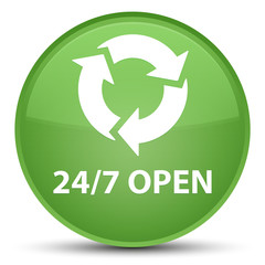 24/7 open special soft green round button