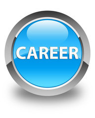 Career glossy cyan blue round button