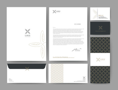 Branding identity template corporate company design, Set for business hotel, resort, spa, luxury premium logo, vector illustration