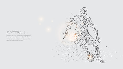 The particles and line dot of football player motion