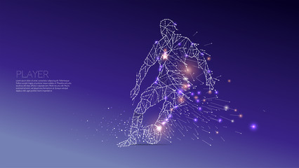 The particles and line dot of football player motion