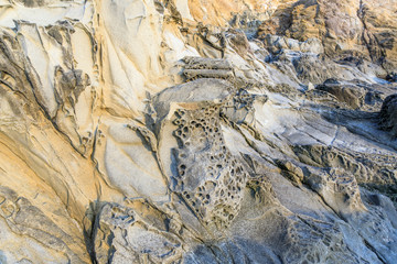 Tafoni Rock Formations in Coastal California. Bean Hollow State Beach, Pescadero, San Mateo County,...