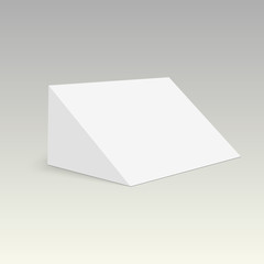 White mock up cardboard triangle box packing for food, gift or other Products. Vector illustration