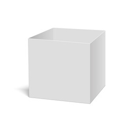 White square opened cardboard box vector template. Paper container for product. Vector illustration.