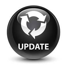 Update (refresh icon) glassy black round button