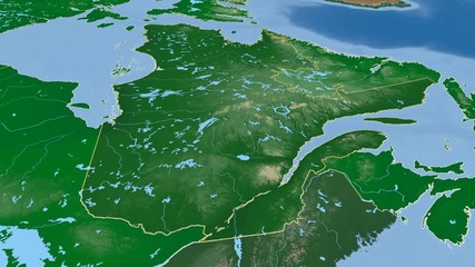 Quebec - Canada, province extruded. Bumps shaded