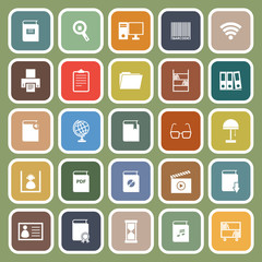 Library flat icons on green background
