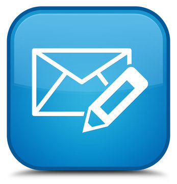 Edit Email Icon Special Cyan Blue Square Button