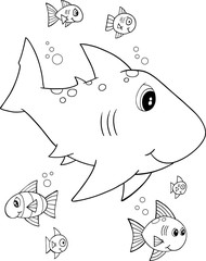 Obraz premium Cute Shark Vector Illustration Art