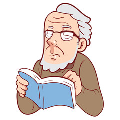 Old man reading book