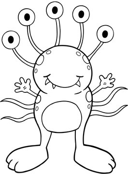 Cute Alien Monster Vector Illustration Art