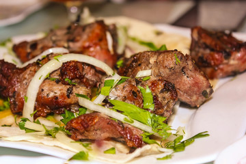 Appetizing pieces of fried meat