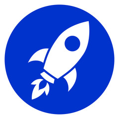 Obraz premium blue circle rocket icon
