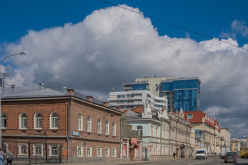 Fototapeta na wymiar Ekaterinburg, Russia - July 3, 2017: City streets in the centre of Yekaterinburg