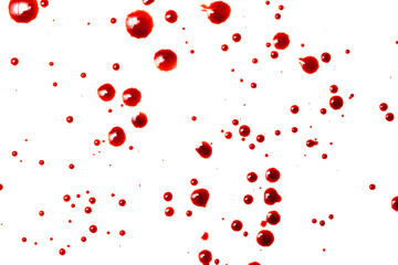 Fototapeta na wymiar drops of red blood on white paper