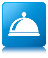 Food dish icon cyan blue square button