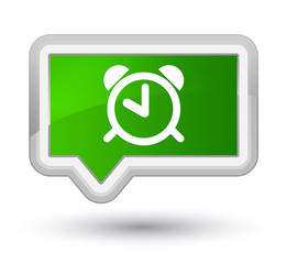 Alarm clock icon prime green banner button