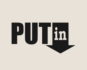 Put in text with black arrow. Vector illustration