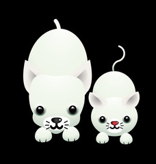 Vector illustration of cartoon cat and dog