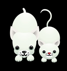 Vector illustration of cartoon cat and dog