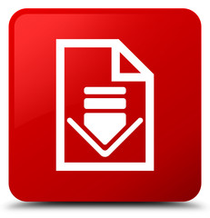 Obraz premium Download document icon red square button