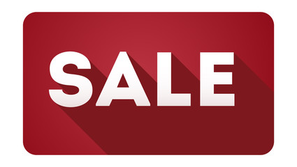 Sale, design of icon. Simple and flat sign with long shadow on white background. Sales promotion symbol.