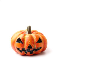 Halloween Pumpkin on a white background, Free space for text.