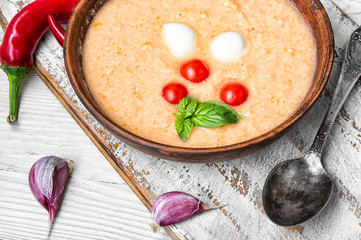 Gazpacho soup with basil