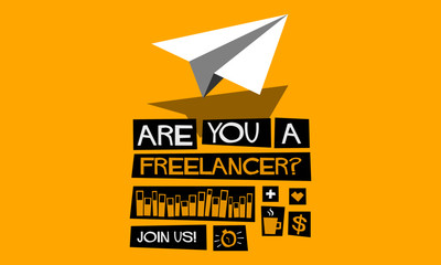 Are You A Freelancer? Join Us! (Flat Style Vector Illustration Recruitment Hire Job Poster Design)