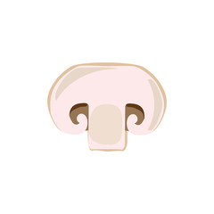 Mushroom champignon cut sliced product on white background. Mushroom drawing for icon, logo, label, menu. Ingredient for pizza.