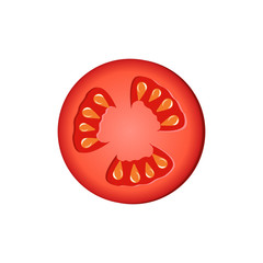 Tomato slice isolated icon. Editable element for your design. Grocery store assortment, healthy nutrition. Ingredients for pizza. Isolated tomato for menu, label, logo. Simple vegetarian food sign