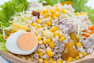 health grain salad with sauce