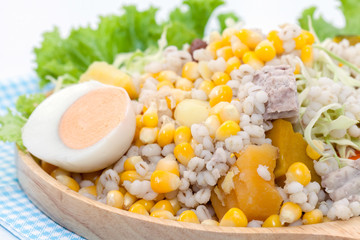 health grain salad with sauce