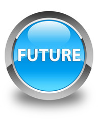 Future glossy cyan blue round button