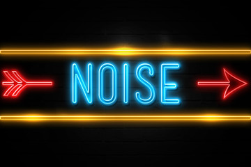 Noise  - fluorescent Neon Sign on brickwall Front view