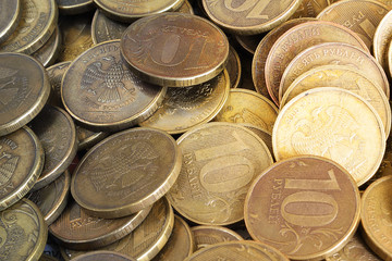 Background from ten-ruble coins