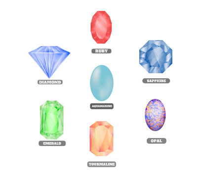 Vectog gem sets(diamond,ruby,aquamarine,saphire,emerald,opal.tourmaline)
