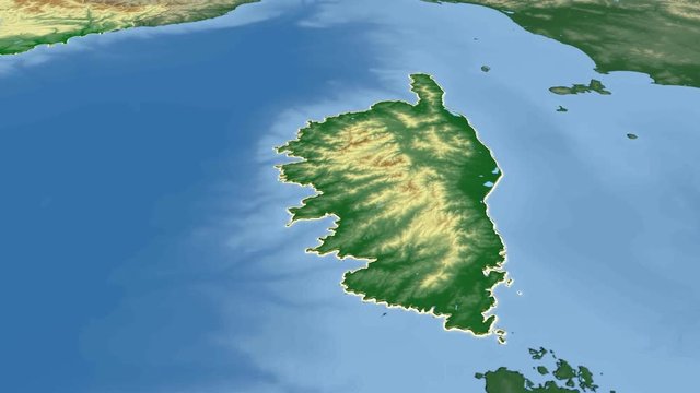 Corse - France, region extruded. Bumps shaded