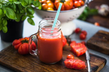 Homemade healthy tomato juice smoothie