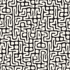 Seamless pattern with maze lines. Monochrome abstract background. Vector hand drawn labyrinth.