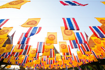 Thai National Flag and Buddhism Religion Flag, Bangkok Thailand